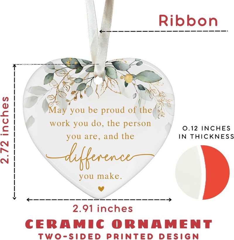 TEEBIM Thank You Ornament for Women Boss Coworker Teacher Nurse - Christmas Employee Thank You Gifts - Inspirational Farewell Goodbye Going Away Gift - Ceramic Appreciation Christmas Ornament​ - Image 2